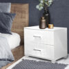 Artiss Bedside Table 2 Drawers High Gloss - White product image
