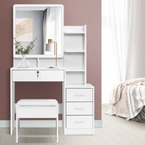 Artiss Dressing Table Stool Set 4 Drawers White product image