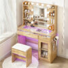 Artiss Dressing Table Vanity Desk Set 10 Led Bulbs Rgb Light Wood Product Image