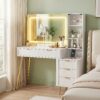 Artiss Led Dressing Table With Charging Station – Sumo Deals Artiss Dressing Table Led Vanity Desk Charging Station White Product Image