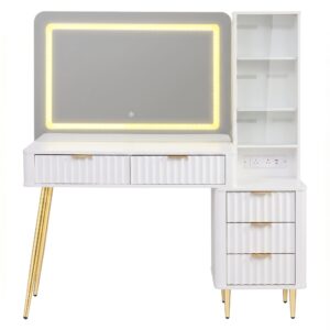 Artiss Led Dressing Table With Charging Station – Sumo Deals Artiss Dressing Table Led Vanity Desk Charging Station White Product Image