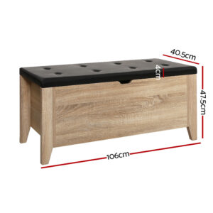 Artiss Storage Ottoman Blanket Box Leather Oak Product Image