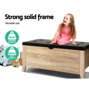 Artiss Storage Ottoman Blanket Box Leather Oak Product Image