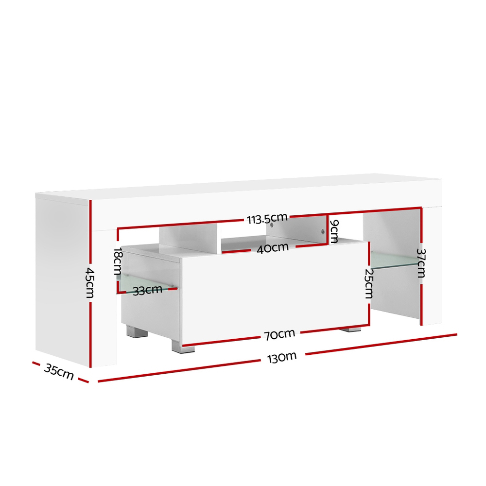 Artiss Led Entertainment Unit 130Cm White – Sumo Deals Artiss Entertainment Unit Tv Cabinet Led 130Cm White Elo Product Image