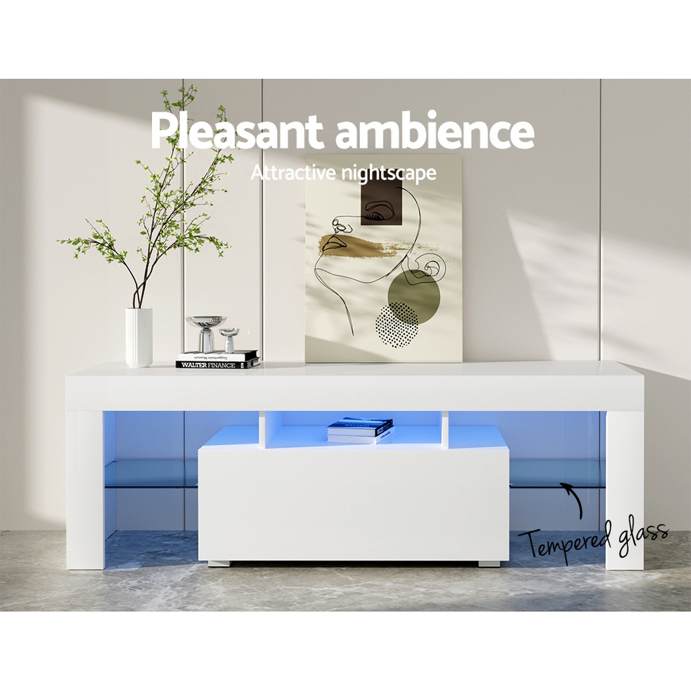 Artiss Led Entertainment Unit 130Cm White – Sumo Deals Artiss Entertainment Unit Tv Cabinet Led 130Cm White Elo Product Image