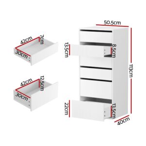 Artiss 6 Chest Of Drawers Dresser Tallboy White Product Image