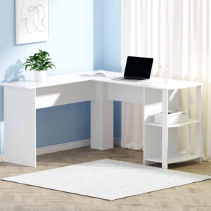 Artiss Computer Desk Shelf L-Shape White 136CM product image