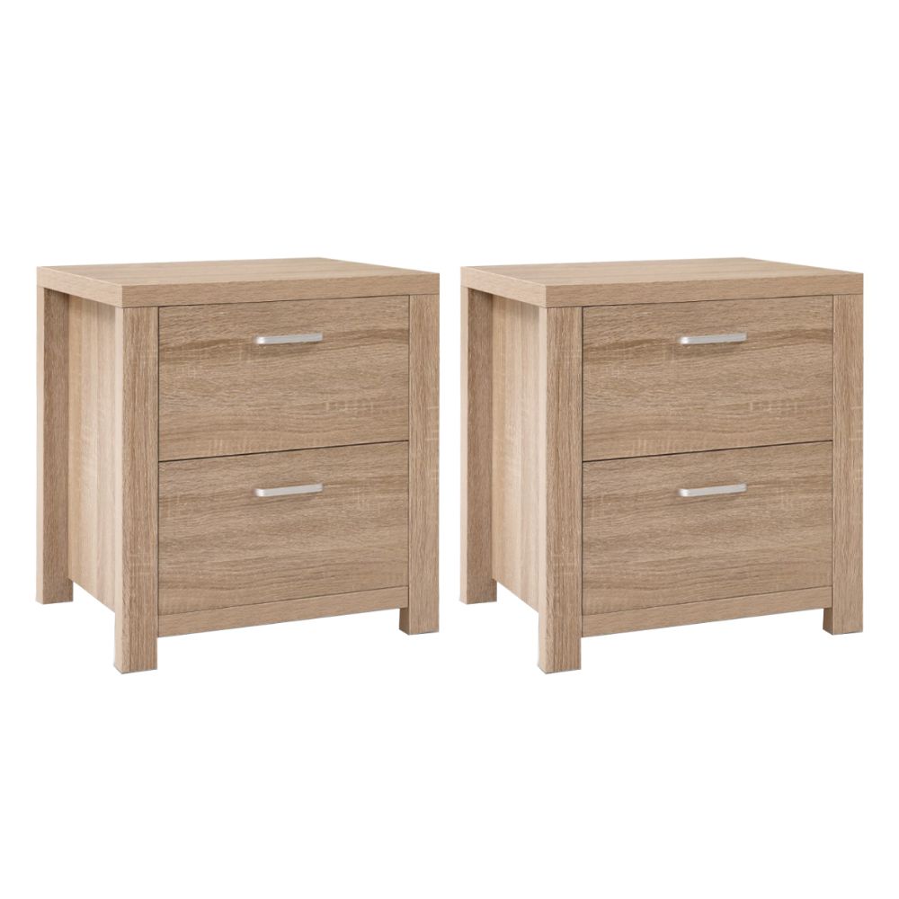 Artiss Maxi Pine Bedside Tables (Set Of 2) – Sumo Deals Artiss 2X Bedside Table 2 Drawers - Maxi Pine Product Image
