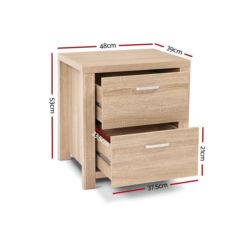 Artiss Maxi Pine Bedside Tables (Set Of 2) – Sumo Deals Artiss 2X Bedside Table 2 Drawers - Maxi Pine Product Image