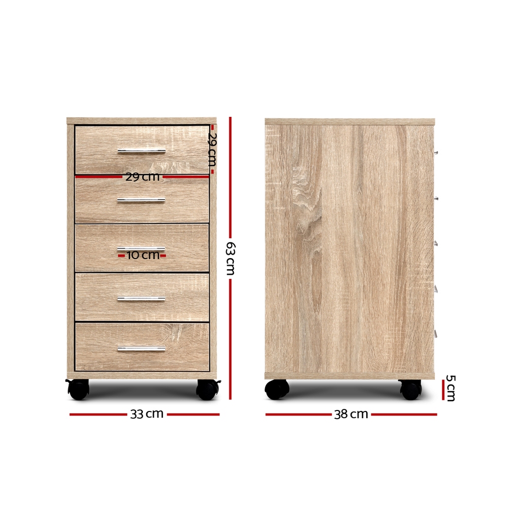 Artiss 5-Drawer Filing Cabinet Mobile Office Storage – Sumo Deals Artiss Filing Cabinet 5 Drawer Office Storage Organiser Product Image