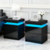 Artiss 2X Bedside Table LED 2 Drawers Lift-up Storage - COLEY Black product image