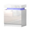 Artiss Bedside Table LED 2 Drawers Lift-up Storage - COLEY White product image