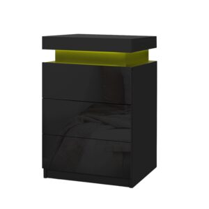 Artiss Coley Black Led Bedside Table, 3 Drawers – Sumo Deals Artiss 2X Bedside Table Led 3 Drawers - Coley Black Product Image