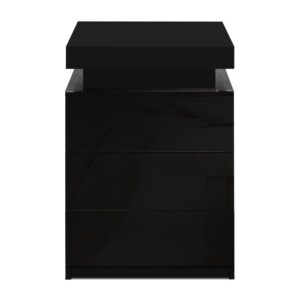 Artiss Coley Black Led Bedside Table, 3 Drawers – Sumo Deals Artiss 2X Bedside Table Led 3 Drawers - Coley Black Product Image