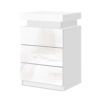 Artiss Bedside Table Led 3 Drawers - Coley White Product Image