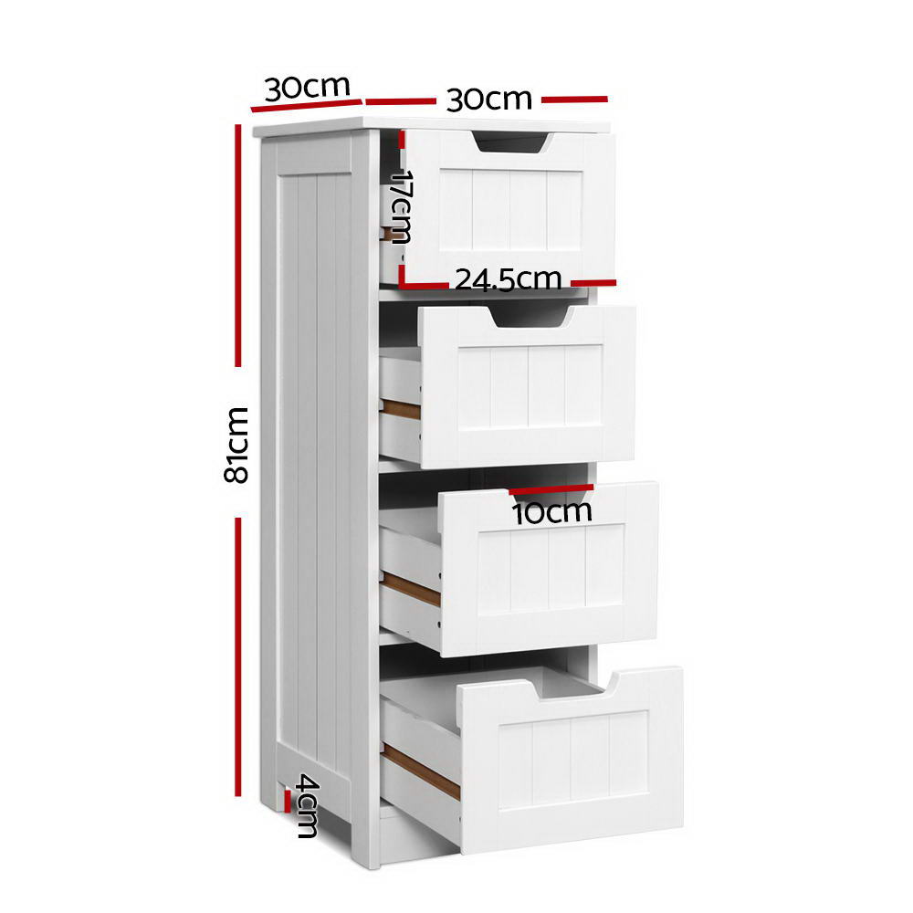 Artiss Leesa White 4-Drawer Chest – Sumo Deals Artiss 4 Chest Of Drawers - Leesa White Product Image