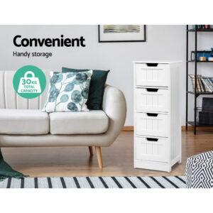 Artiss Leesa White 4-Drawer Chest – Sumo Deals Artiss 4 Chest Of Drawers - Leesa White Product Image