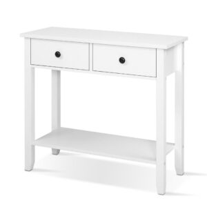 Artiss Console Table 2 Drawers 80Cm White Chole Product Image