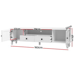 Artiss Tv Cabinet Entertainment Unit 160Cm White Kubi Product Image