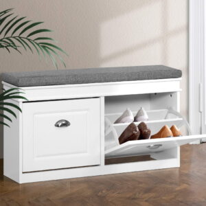 Artiss Shoe Rack Cabinet Bench 8 Pairs White product image