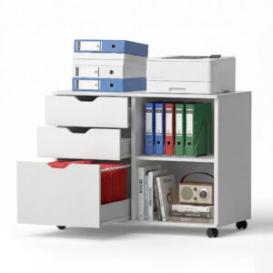Artiss 3 Drawer Mobile Filing Cabinet Printer Stand Cabinet Home Office Storage White product image