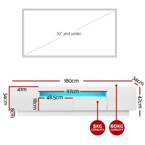 Artiss Tv Unit Entertainment Unit Storage Drawer Rgb Led 180Cm White Product Image