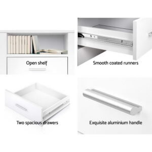 Artiss Bedside Table 2 Drawers With Shelf - Tara White Product Image