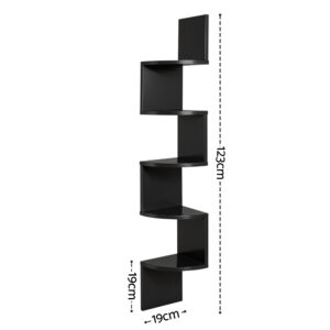 Artiss Wall Shelf Bookshelf Corner Floating 5-Tier Black Product Image