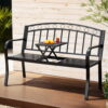 Gardeon Outdoor Garden Bench Seat Loveseat Steel Foldable Table Patio Furniture Black product image