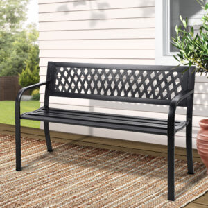 Gardeon Outdoor Garden Bench Seat Steel Outdoor Furniture 2 Seater Park Black product image