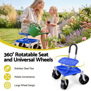 Gardeon Rolling Garden Seat | 360° Swivel &Amp; Adjustable – Sumo Deals Gardeon Garden Cart Seat Rolling Stool 360 Swivel Height Adjustable Heavy Duty Blue Product Image