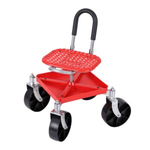 Gardeon Rolling Garden Cart Seat – Adjustable Red – Sumo Deals Gardeon Garden Cart Seat Rolling Stool 360 Swivel Height Adjustable Heavy Duty Red Product Image