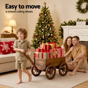 Gardeon Wooden Planter Cart Garden Decor Plant Stand Fir Wood Flower Wagon Wheels Xl Product Image