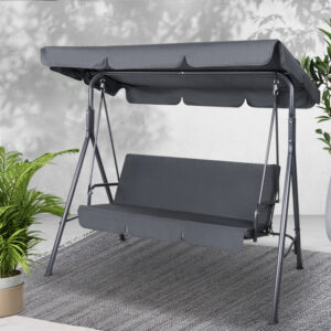 Gardeon Outdoor Swing Chair Garden Chair Bench Furniture Canopy 3 Seater Grey product image