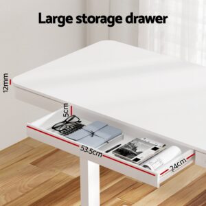 Artiss Standing Desk Motorised Electric Desks Drawer 120Cm White Product Image