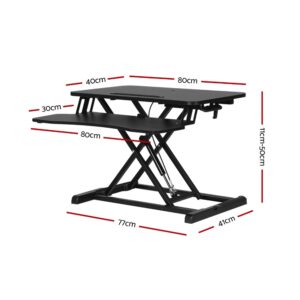 Artiss Standing Desk Riser 80Cm – Height Adjustable Black – Sumo Deals Artiss Standing Desk Riser Height Adjustable Black 80Cm Product Image