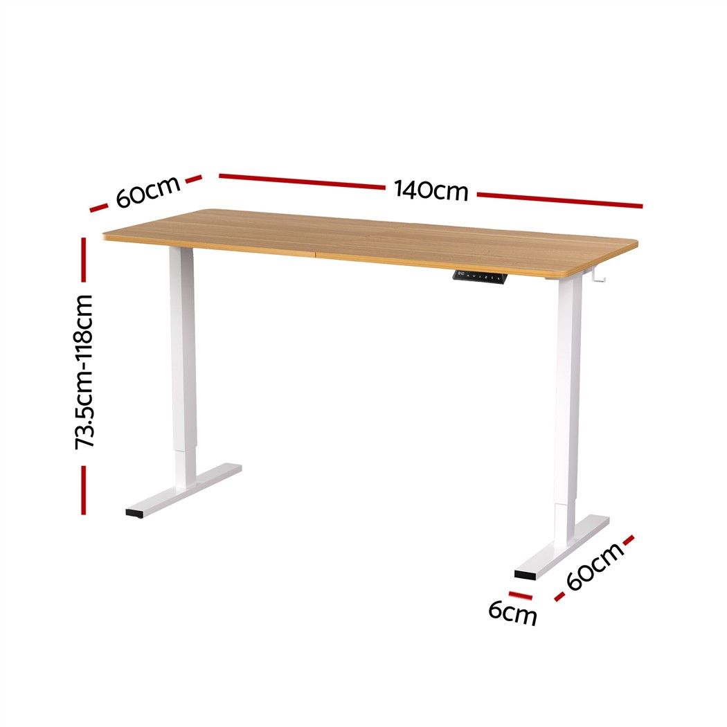 Artiss Standing Desk 140Cm Height Adjustable Oak – Sumo Deals Artiss Standing Desk Height Adjustable 140Cm Ergonomic Office Desk Oak Product Image
