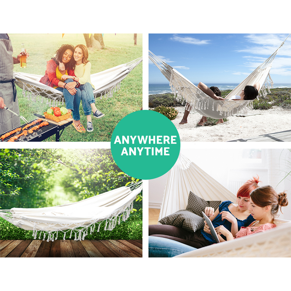 Gardeon Tassel Hammock Bed | Outdoor &Amp; Indoor Comfort – Sumo Deals Gardeon Hammock Bed Rope Tassel Outdoor Hammocks Chair Camping Product Image