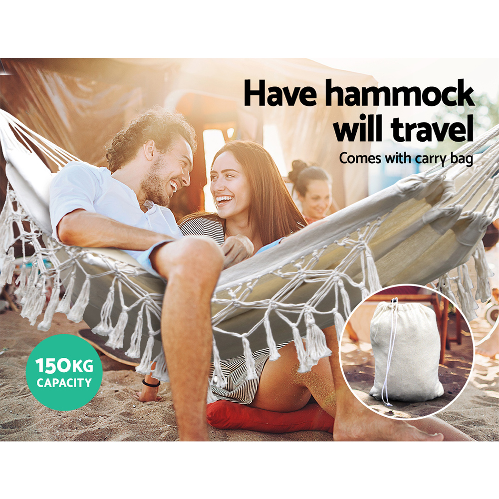 Gardeon Tassel Hammock Bed | Outdoor &Amp; Indoor Comfort – Sumo Deals Gardeon Hammock Bed Rope Tassel Outdoor Hammocks Chair Camping Product Image