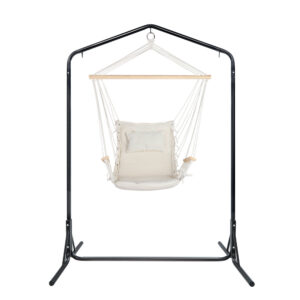 Gardeon Outdoor Hammock Chair With Stand Swing Hanging Hammock Garden Cream Product Image
