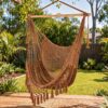 Gardeon Hammock Chair Camping Hanging Chair with Spreader Bar Tassels Brown product image
