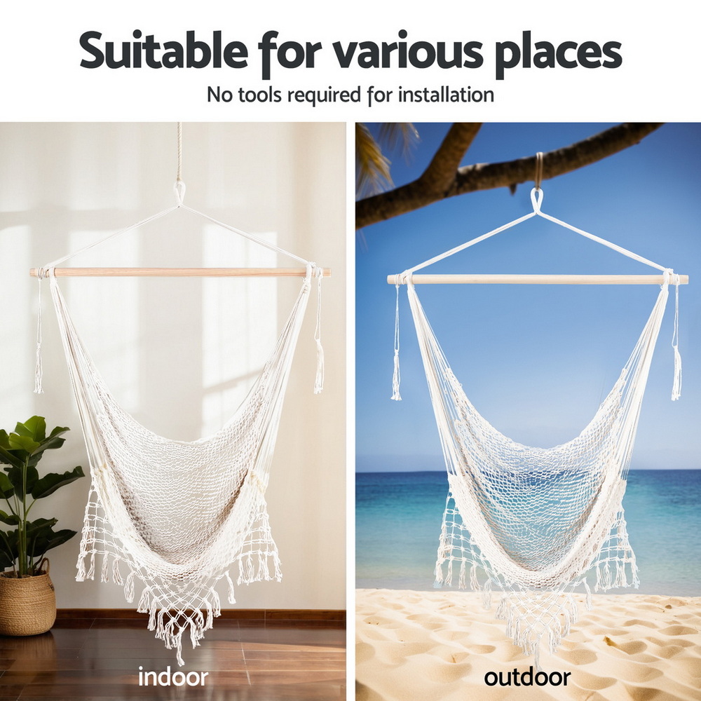 Gardeon Hammock Chair With Heavy Duty Steel Stand – Sumo Deals Gardeon Hammock Hanging Chair With Heavy Duty Steel Stand Product Image