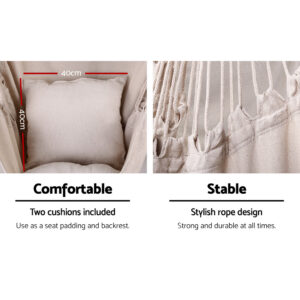 Gardeon Hammock Chair Outdoor Camping Hanging With Steel Stand Cream Product Image