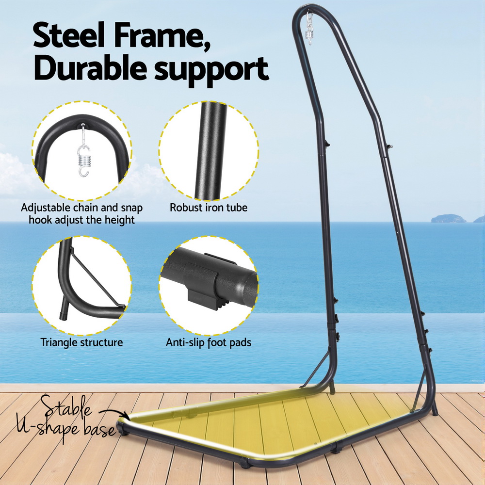 Gardeon Hammock Chair Stand | Heavy Duty Steel Frame – Sumo Deals Gardeon Hammock Chair Stand Heavy Duty Steel Frame Black Product Image