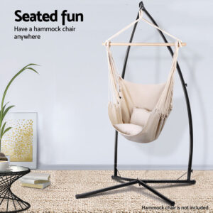 Gardeon Hammock Chair Steel Stand - Heavy Duty Black – Sumo Deals Gardeon Hammock Chair Steel Stand Outdoor Furniture Heavy Duty Black Product Image