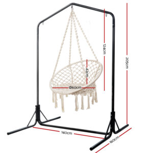 Gardeon Hammock Chair With Stand | Cream 124Cm – Sumo Deals Gardeon Outdoor Hammock Chair With Stand Cotton Swing Relax Hanging 124Cm Cream Product Image