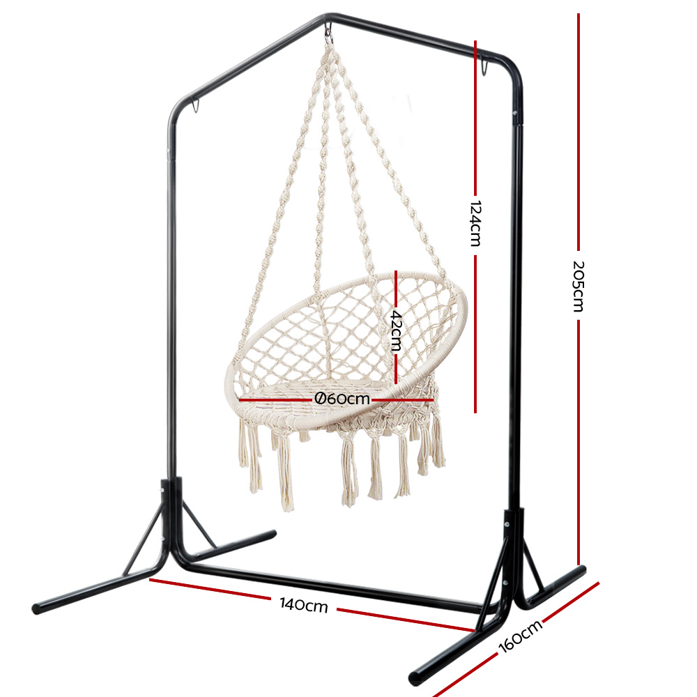 Gardeon Hammock Chair With Stand | Cream 124Cm – Sumo Deals Gardeon Outdoor Hammock Chair With Stand Cotton Swing Relax Hanging 124Cm Cream Product Image