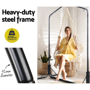 Gardeon Hammock Chair With Stand | Cream 124Cm – Sumo Deals Gardeon Outdoor Hammock Chair With Stand Cotton Swing Relax Hanging 124Cm Cream Product Image