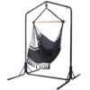 Gardeon Outdoor Hammock Chair with Stand Tassel Hanging Rope Hammocks Grey product image