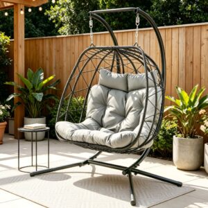 Gardeon Outdoor Swing Chair 2 Seater with Stand Cushion Rattan Patio Furniture product image